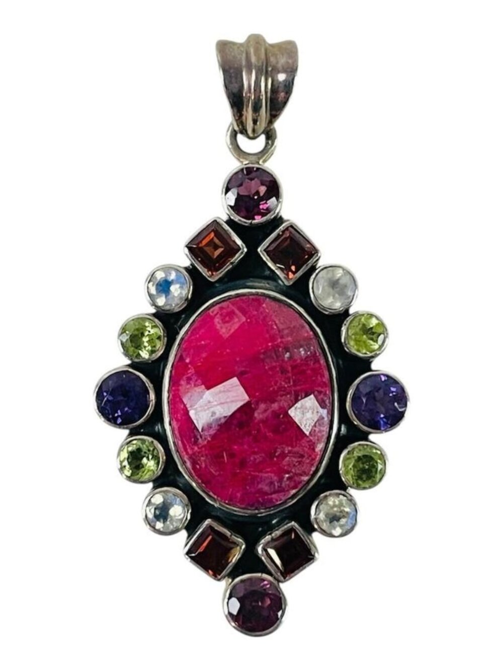 Nicky Butler Sterling Silver Faceted Ruby Red Corundum Multi-Stone Pendant